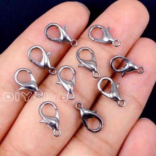 200pcs-Gun Black Tone Alloy Lobster Clasps Hooks For Necklace & Bracelet, Lobster Claw Clasp 12x7mm