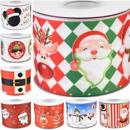 22mm 25mm 100yards heat transfer printed Christmas grosgrain ribbon welcome custom printed wholesale