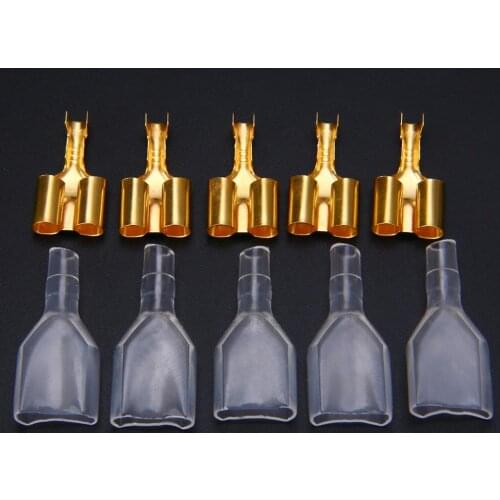 70 Set Brass 3.9mm Male Female Double Bullet Wire Connector Terminals with Clear Insulation Covers For Motorcycle