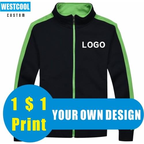 8 Colors Zipper Sweater Jacket Custom Embroidery Logo Outdoor Men and Women Clothing Own Picture Printing WESTCOOL 2020