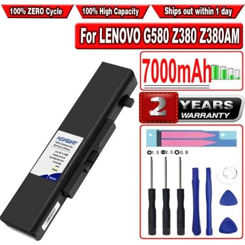 HSABAT 7000mAh Laptop Battery for LENOVO G580 Z380 Z380AM Y480 G480 V480 Y580 G580AM L11S6Y01 L11L6Y01
