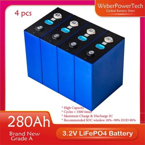 Grade A 1pcs 3.2v 200Ah LiFePO4 280Ah Rechargeable Battery Brand New 12V 24V 48V 200AH Lithium iron Phosphate Pack Solar Battery