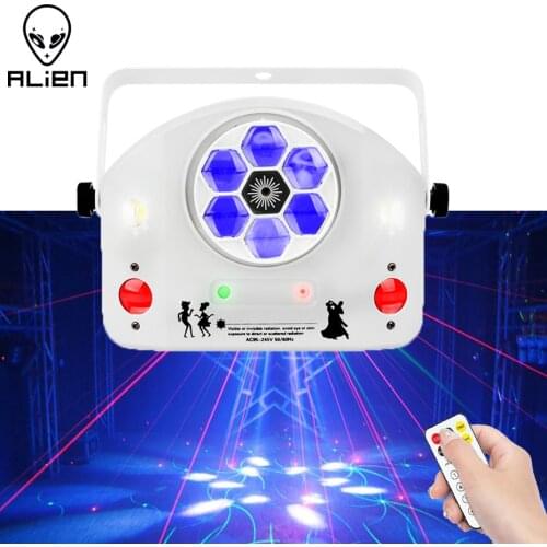 ALIEN 4 IN 1 LED Gobo Strobe Bee Eye Laser Patterns Project DMX Stage Lighting Effect DJ Disco Party Dance Holiday Wedding Light