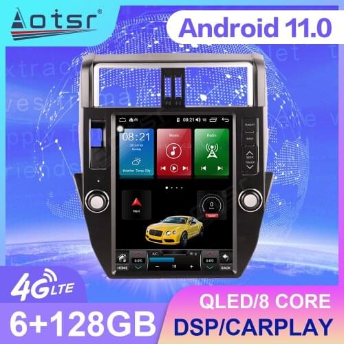 128G Android 11 Tesla Style For Toyota Land Cruiser Prado 150 2012 -2017 Car Radio Multimedia Player Navigation GPS Unit No 2din
