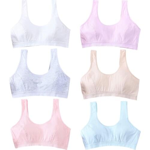 Teen Solid underwear 12 year old Lovely Girl Training Bra Underwear Vest Top Wireless Cotton Bralette Racerback белье женское