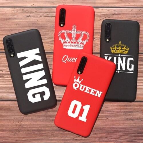 Quotes king Queen 01 Red black Couple phone Case For Samsung A50 A70 S10 plus S20 plus S9 Plus S8 Plus Soft TPU Silicone Cover
