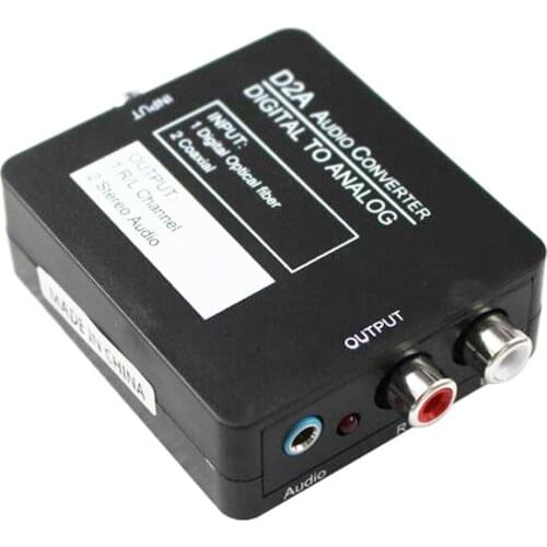 D2A Audio Converter RCA L/R 3.5mm Optical Coaxial Toslink Digital to Analog Audio Converter Adapter