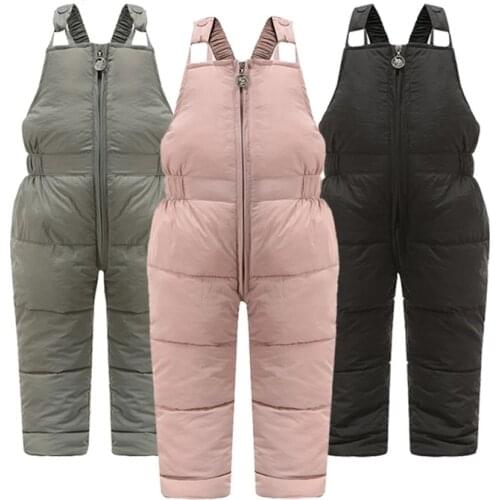 Children Winter Warm Overalls Boys Winter Thick Pants Cotton Filling Kids Overalls for Girls 1-5 Years Children Jumpsuit Pants