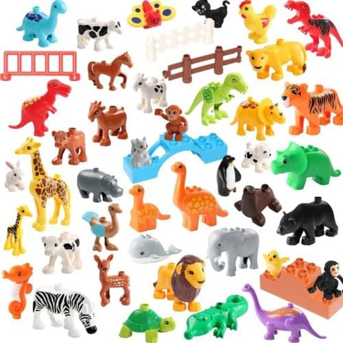 Wildlife Animal Building Blocks Accessories Toys Dinosaur Big Size Educational Fish Blocks Toy DIY Animal Zoo Brick For Children