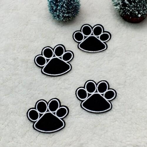 DoreenBeads 1PC Cute Black Footprint Dog Paw Patch Iron On Embroidered Patches Stickers for Kid T Shirt Coat Hat Shoes 4.2x5.1cm