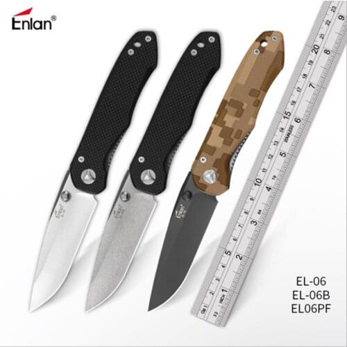 Enlan EL-06 EDC Folding Knife 8Cr13Mov Blade G10 Handle outdoor Camping survival Super Military Utility bushcraft multi Knife