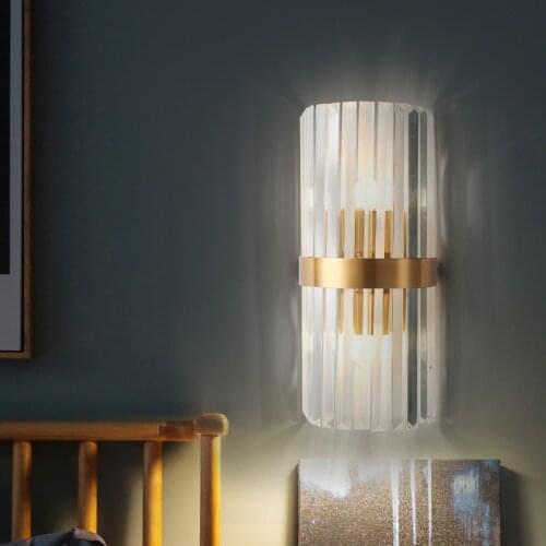 European LED Wall Lamp Bedside Living Dining Room TV Background Wall Lamp Stair Aisle Crystal Lamp Bedroom Decor Indoor Lighting