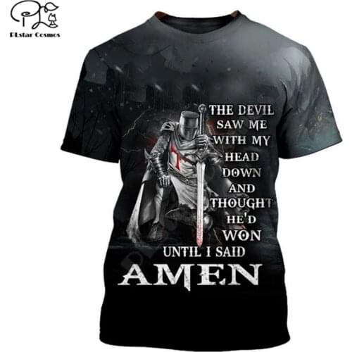 Knights Templar T Shirt summer printed t-shirt men for women shirts tops black cotton tees Fashion Short sleeve