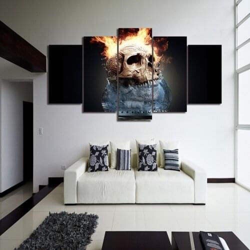 HD Printed Flame Skull Painting Canvas Print room decor print poster picture canvas Free shipping/ny-2996