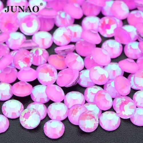 JUNAO SS6 SS16 SS20 SS30 Mocca Purple AB Crystals Flat Back Glass Rhinestone Round Stone Applique Nail Strass Sticker Crafts