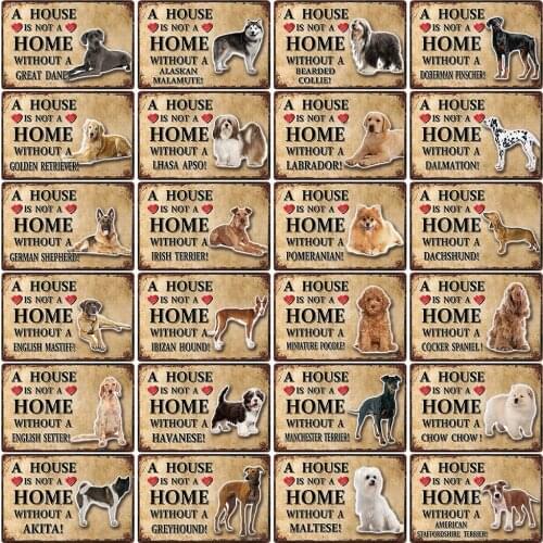 [ Kelly66 ] Pet Dalmation Dog Poodle Akita Great Dane Pomeranian Metal Sign Home Decor Bar Wall Art Painting 20*30 CM Size Dy125