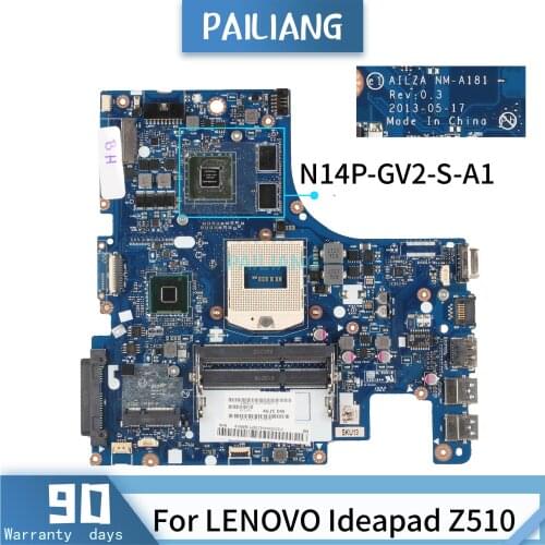 PAILIANG Laptop motherboard For LENOVO Ideapad Z510 Core SR17C Mainboard NM-A181 tesed DDR3