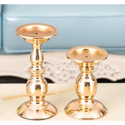 Metal Candle Holder Flower Vase Bronze Candelabra Fashion Wedding Candle Stand Exquisite Candlestick Table Home Christmas Decor