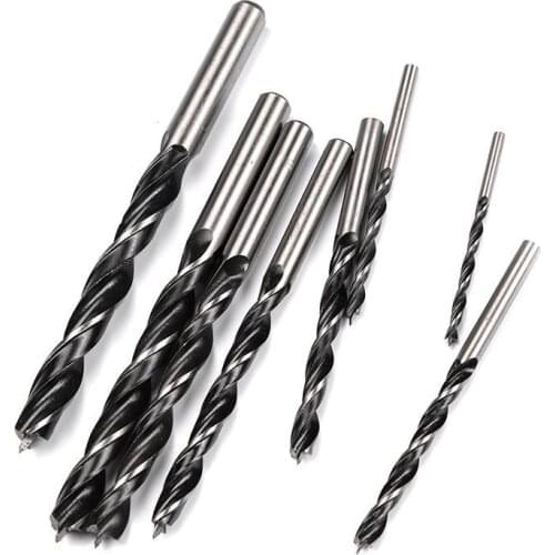 8pcs Woodworking Twist Drill Set 3mm-10mm Brad Point Round Handle Carbon Steel Drilling Tool For Wooden Furniture Cabinet