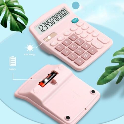 Desktop Calculator Standard Function Calculator with 12-Digit Large LCD Display Solar Battery Dual Power for Home Basic Office