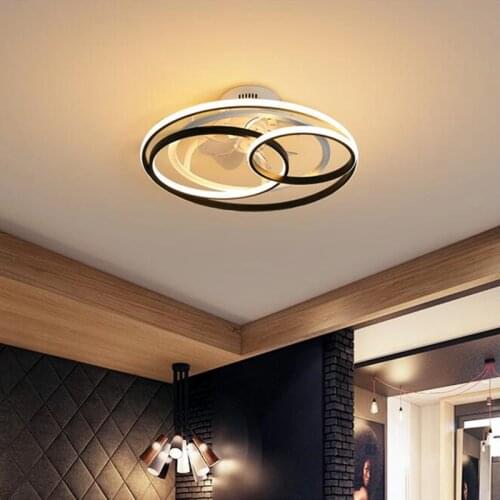 Nordic Loft Bedroom Smart Led Ceiling Fan Lamp Modern Restaurant Living Room Kitchen Ultra-Thin Ceiling Lamp With Remote Control