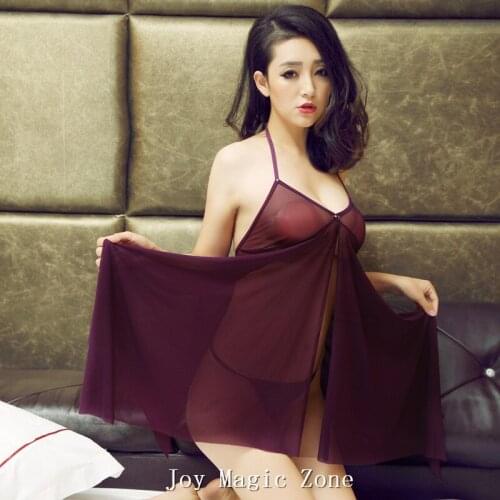 Yomrzl L497 new arrival good quality summer womens nightgown gauze sleepwear deep-v 2 piece sleep dress sexy lingerie