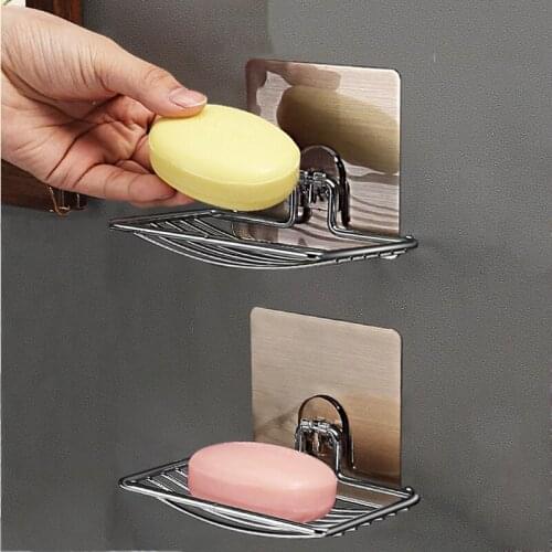 Single Layers Stainless steel Soap rack Kitchen Tools Bathroom Accessories Soap Tableware Suction Holder Storage Basket Soap Box