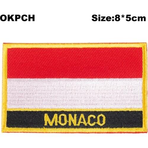 Monaco Flag patcheswork fabric embroidery patch cutstom DIY stickers on clothing PT0132-R