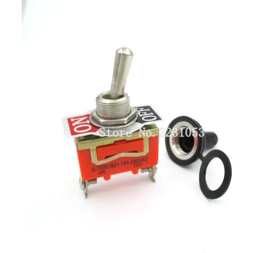 1 Set 15A 250V AC SPST 2 Terminal ON OFF Toggle Switch With Black Waterproof Cap Power Switches E-TEN1021