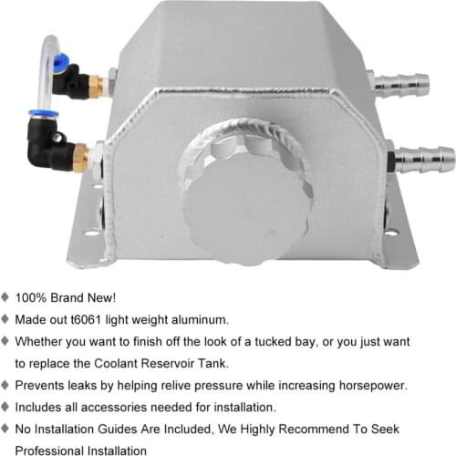 Universal 1L Coolant Expansion Overflow Water Tank Reservoir Complete Kit
