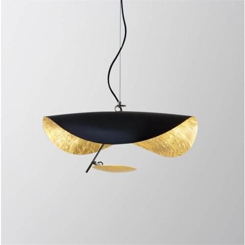 Postmodern straw hat metal pendant lights for hotel bar dining room creative design hanging lamp loft decor lighting fixtures