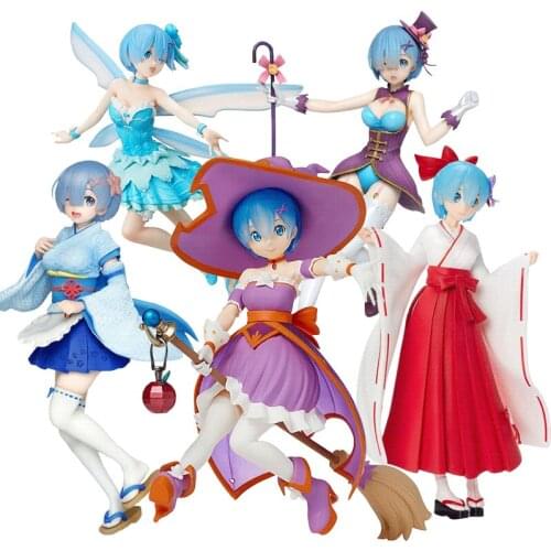 RE0 Zero-Starting Life In Another World Rem SEHA Rem Swimsuit and Kimono T-shirt Fairy and Miko Scenery Figure Model