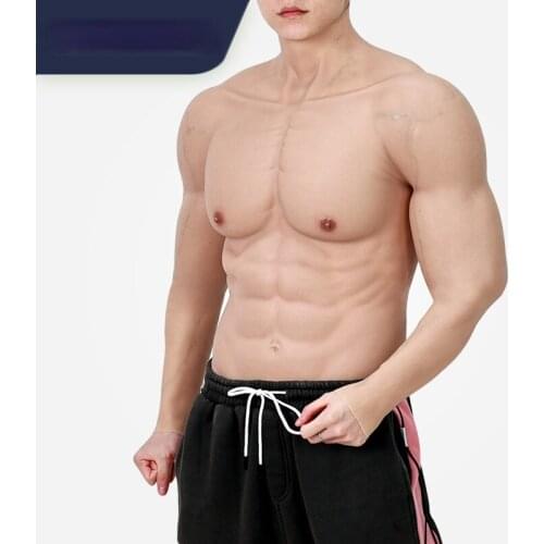 Realistic Silicone Fake Muscle Belly Body Suit with Brawny Arms Simulation False Chest for Man Women Shemale Cosplay