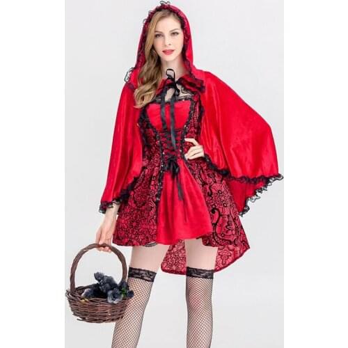 Fairy Tale Role Playing Game Adult Little Red Riding Hood Costume Halloween Party Club Sexy Costumes Women Cosplay Fancy Dress