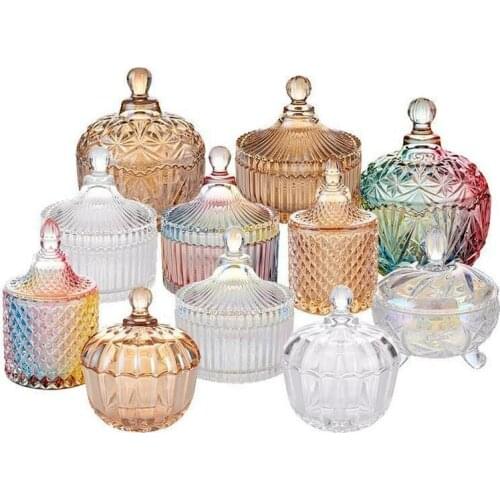 Glass Candy Storage Bottles Spices Storage Boxs Sugar Bowl With Lids Storage Jewelry Boxs Fruit Container Storage Organizer