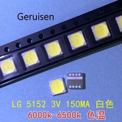50PCS/For LG LED Lighting Middle Power LED 0.5W 3V 5152 6500K Cool white LEMWS51R80GZ10 CRI80 Lighting Application LCD TV