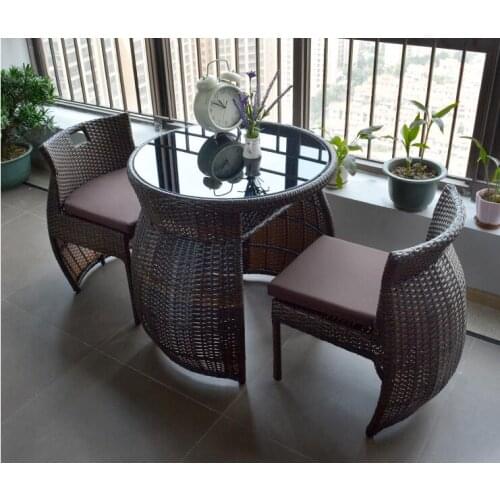 Outdoor balcony small table and chair combination net red rattan chair three piece back outdoor garden leisure rattan table