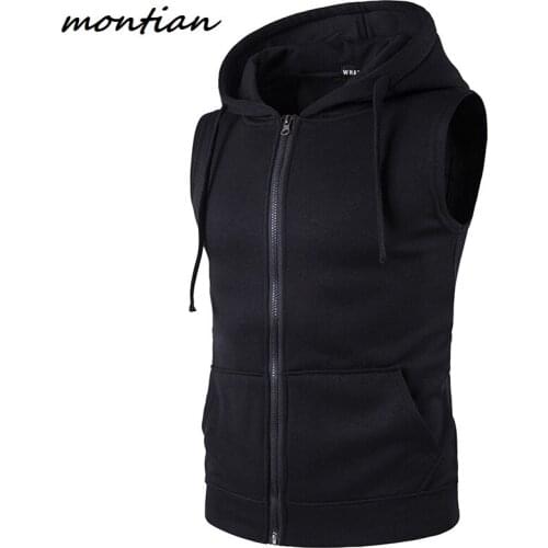 Spring Cardigans Jacket Mens Sleeveless Fashion Hoody Sweatshirt Fit Slim Casual Zipper Pocket Men Vest Jacket Hoodies leisure