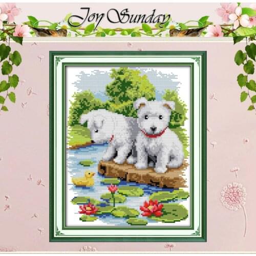 A Small White Dog Counted Cross Stitch 11 14CT Handmade Cotton Cross Stitch Set animals Cross-stitch Kits Embroidery Needlework