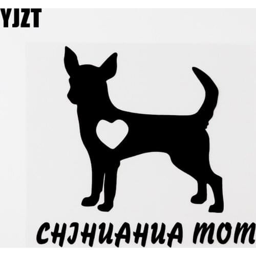 YJZT 14.5CM×13.6CM For Animal Chihuahua Mom Vinyl Car Sticker Decal Black/Silver 8C-0596