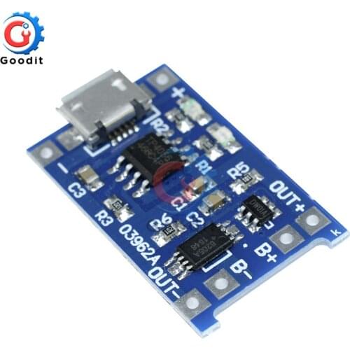 5Pcs Micro USB Lithium Battery Charger Module Charging Board 5V 1A 18650 TP4056 With Dual Functions