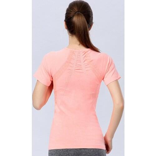 Female Yoga Clothes T-shirt Running Shirt Bodybuilding Clothing Women Fitness Sports Quick Dry Top Jogging Gym Workout Tee WA18