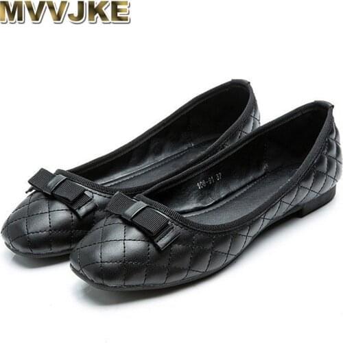 MVVJKE Comfort Girls Butterfly Knot Designer Flat Shoes Square Toe Woman Shoes Spring Korean Leisure Flats Girl Footwear E292