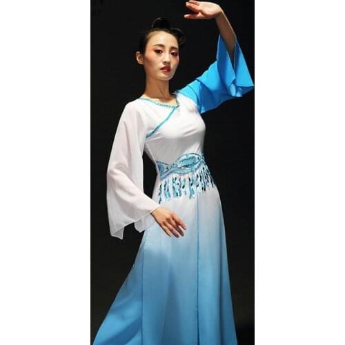 Chinese folk dance costume for woman clothing stage wear national ancient fan dance traditional Chinese dance costumes FF731
