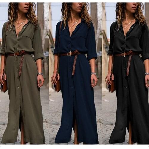 Dress Women Loose Long Sleeve 2021 Spring Summer Autumn Casual Swing Dresses Solid Color Elegant High Street Chic Outwear C2414