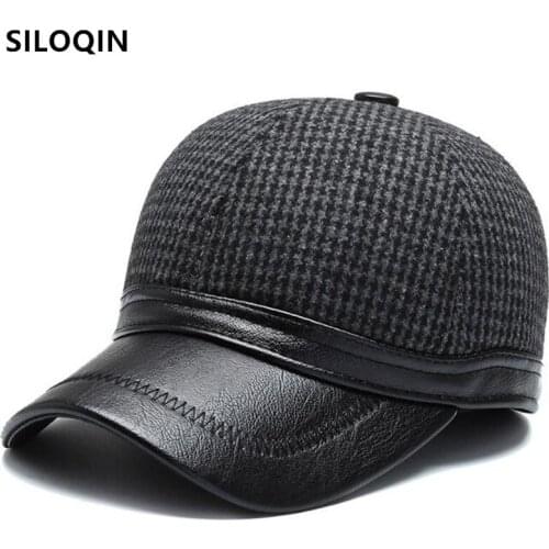 SILOQIN winter warm hat mens hats thick warm baseball cap winter new earmuffs cap chapeau adjustable size sports caps dad hats