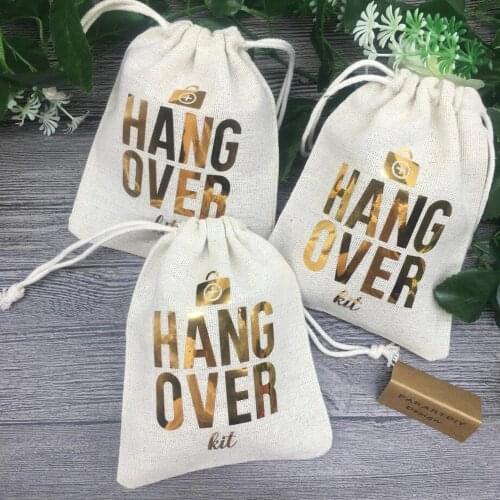 Customize gold bridesmaid survival wedding Bachelorette Hangover Kits party Candy pouches Perfect Blend favor bags
