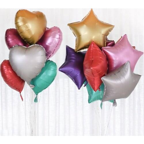 10pcs Wedding balloons Birthday party decoration Foil balloon 18inch Heart Star Round Metal matte frosted helium globos kids toy