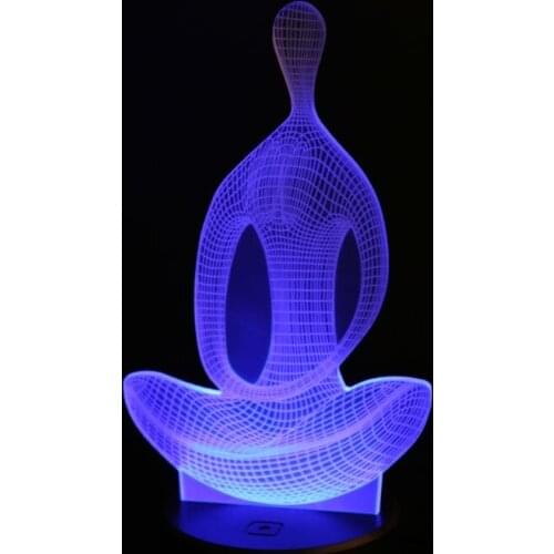 3D illusion Yoga Meditation Night Light 7 Color Change LED Desk Table Lamp Toys