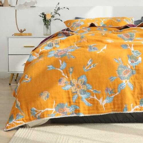 Six Layer Pure Cotton Jacquard Gauze Air Condition Blanket for Soft Sleeping Bed Office Sofa Blanket for Adult Student Bedspread